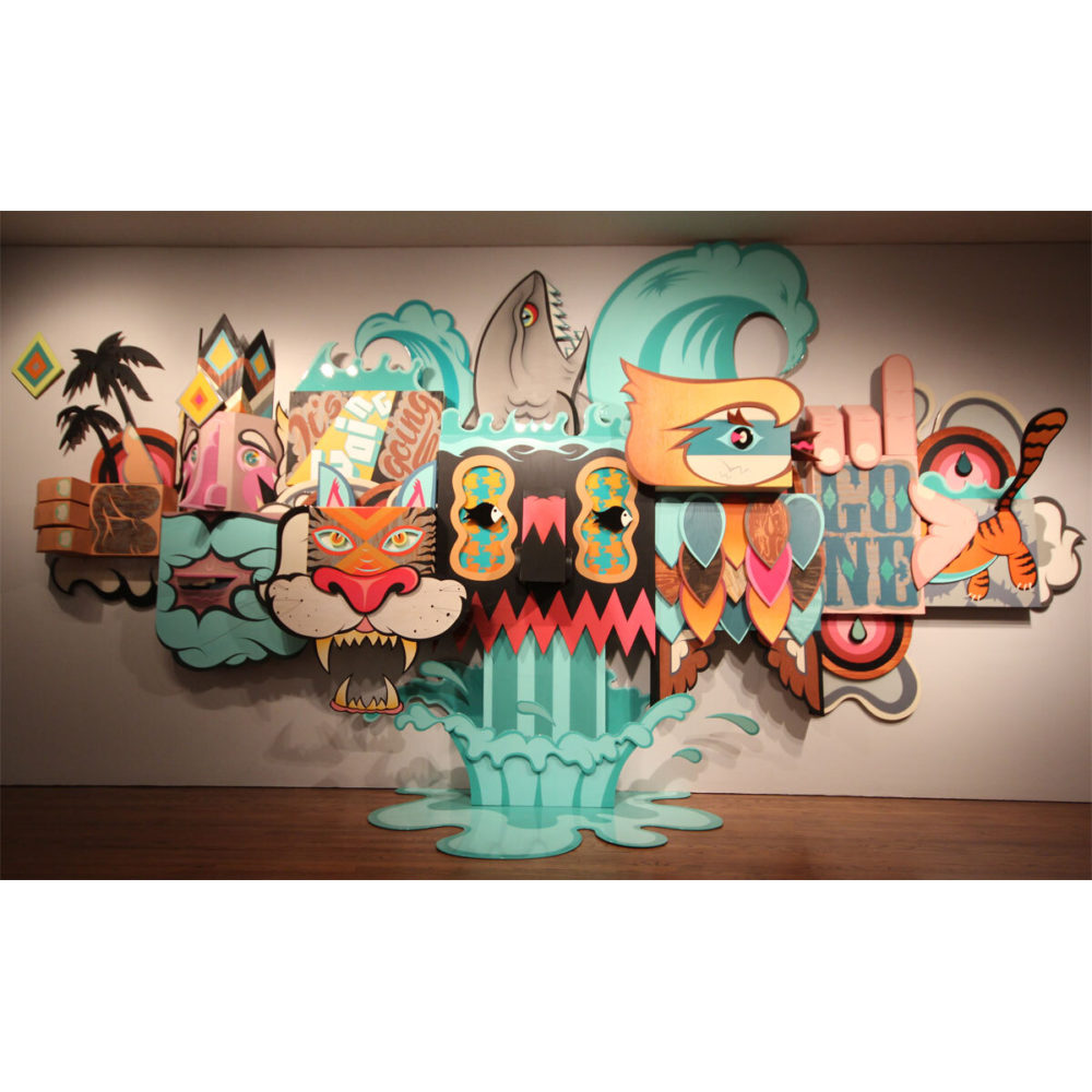 Alex Yanes 
Going, Going, Gone, 2015 
Acrylic and resin on hand-cut wood  
Museum Purchase  2016.252