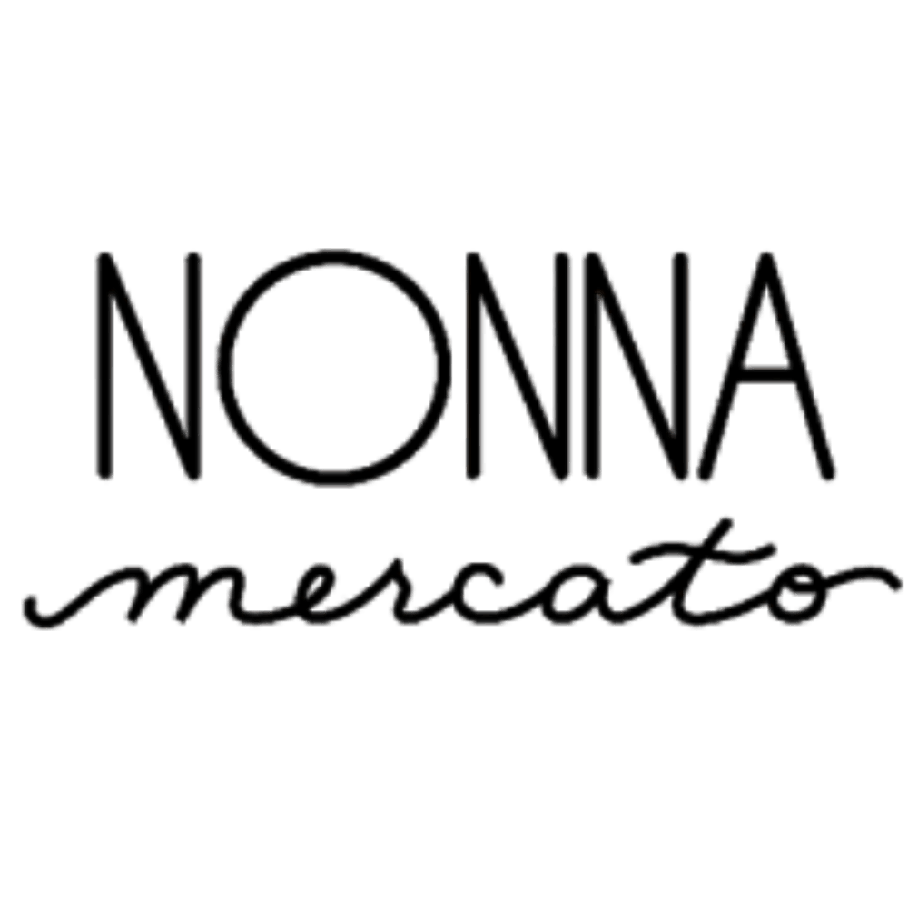 Logo reading ‘NONNA mercato’ in black text, with ‘NONNA’ in uppercase sans serif and ‘mercato’ in a handwritten script beneath it.